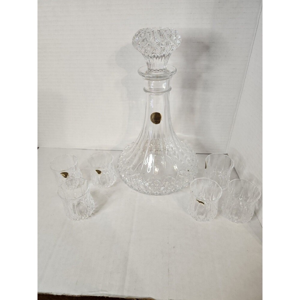 Cristal D' Arques Decanter And 6 Shot Glasses